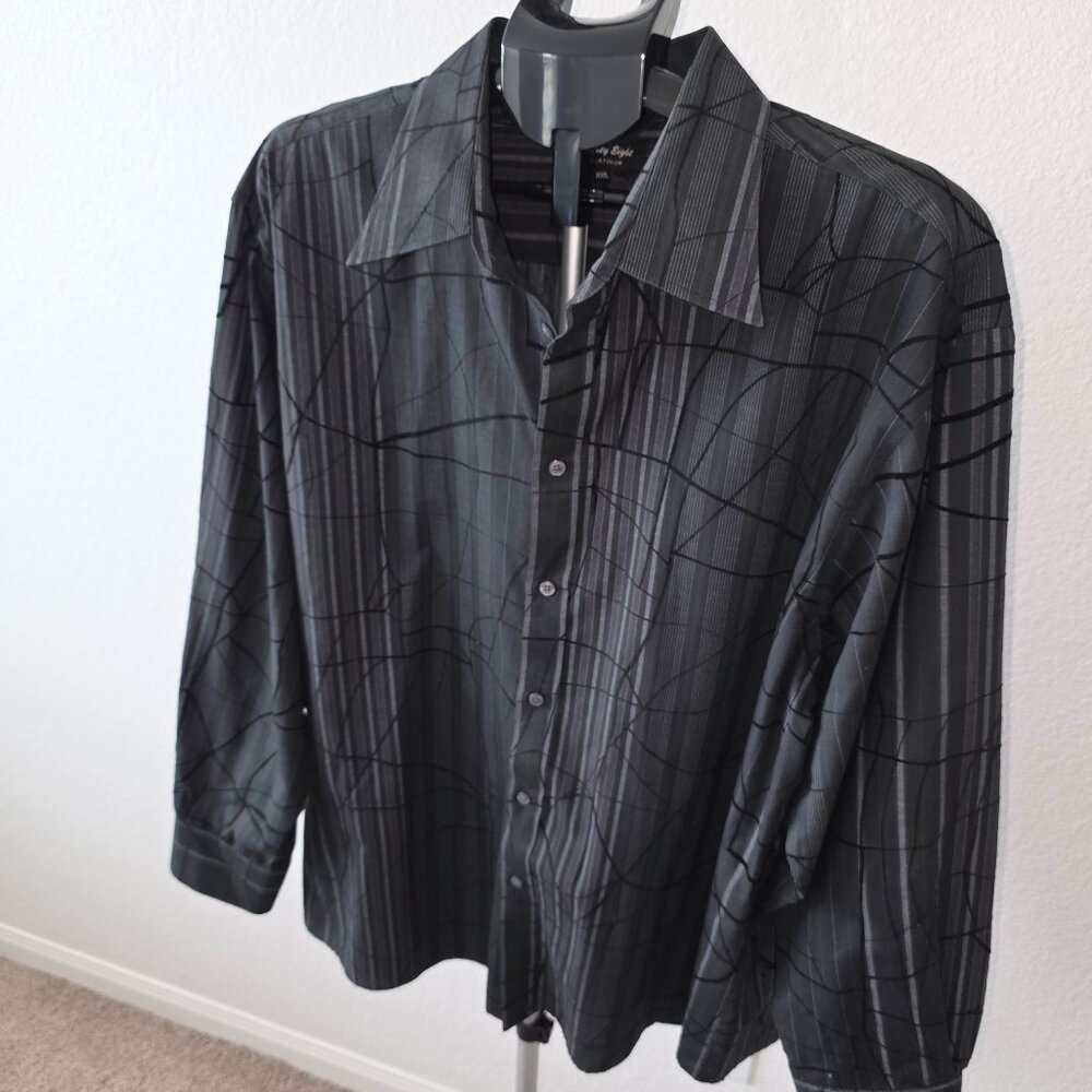 EIGHTY EIGHT PLATINUM MEN XXL DK GRAY W/BLACK, GRAY, MAROON STRIPES LONG SLEEVE